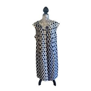 Phase 7 New York cap sleeve geometric midi dress sz 18